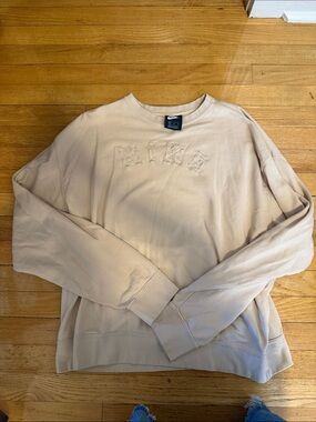 Nike Beige Crewneck with Embroidered Logo